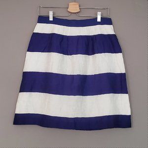 LOFT WOMEN'S BLUE AND WHITE STRIPED SKIRT SIZE 2